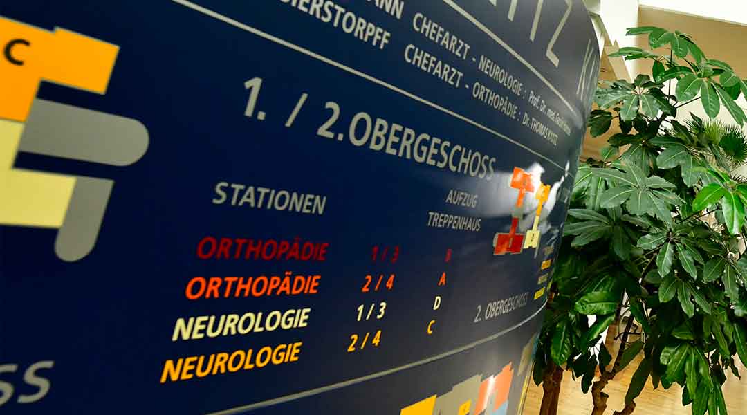 Die Orthopädie und Neurologie finden Sie im 1. / 2. Obergeschoss